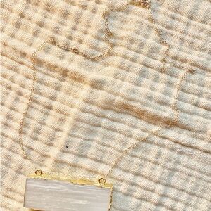Delicate Gold selenite Pendant Necklace - Women Jewelry